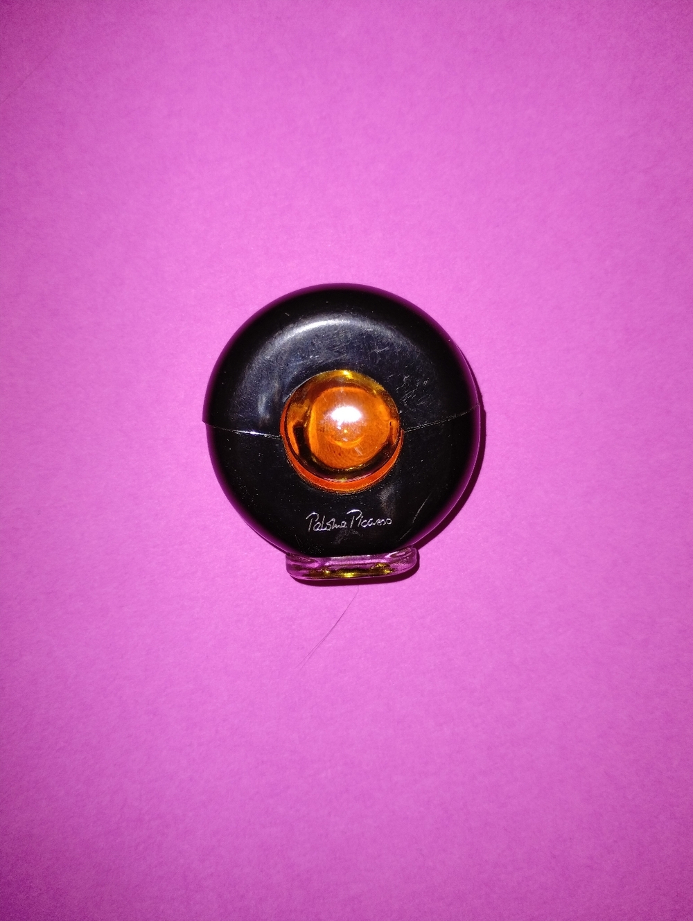 Paloma Picasso Round Black & Amber Compact Bottle - Visible Logo
